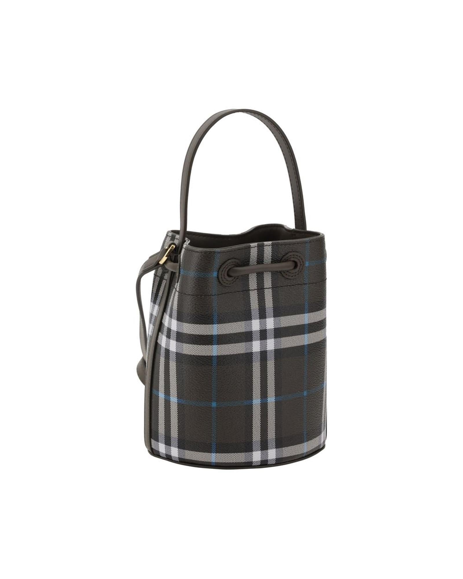 Burberry Archivio Check Leather Bucket Bag with Adjustable Strap and Top Drawstring Closure Women Multicolor Messenger Bags