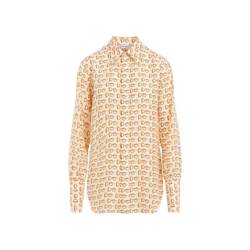 BURBERRY Silk Shirt with All-Over Graphic Print