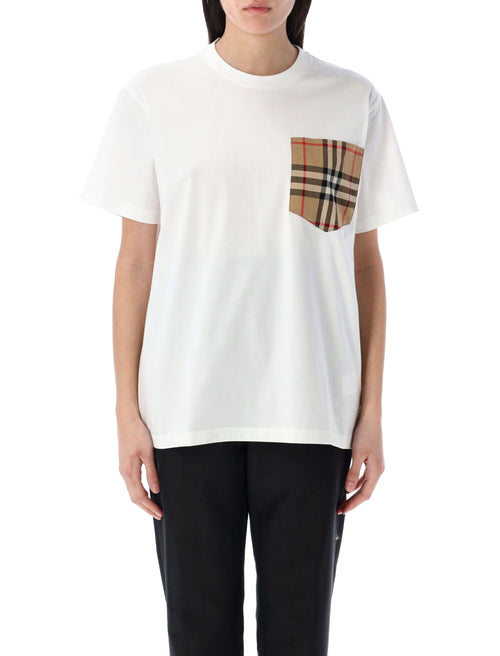 BURBERRY Check Pocket Cotton T-Shirt - Women's Loose Fit, Size S