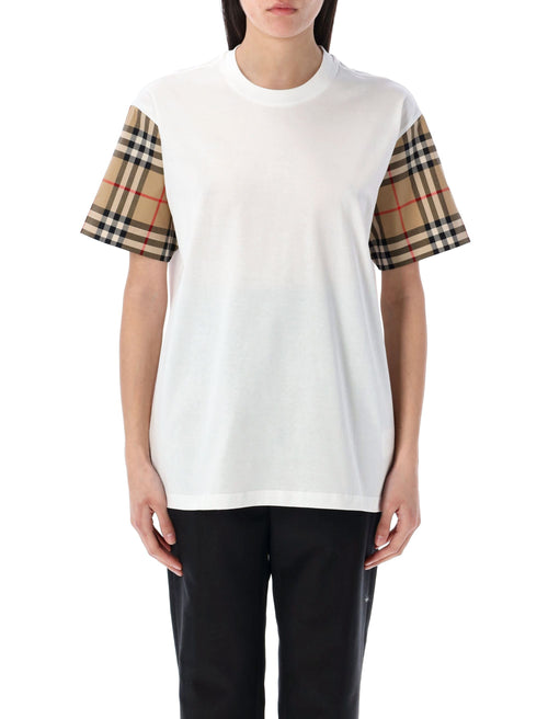 BURBERRY Check Sleeve Cotton T-Shirt