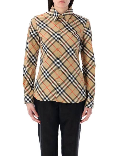 BURBERRY Slim Fit Check Cotton Shirt - Women's Size 8