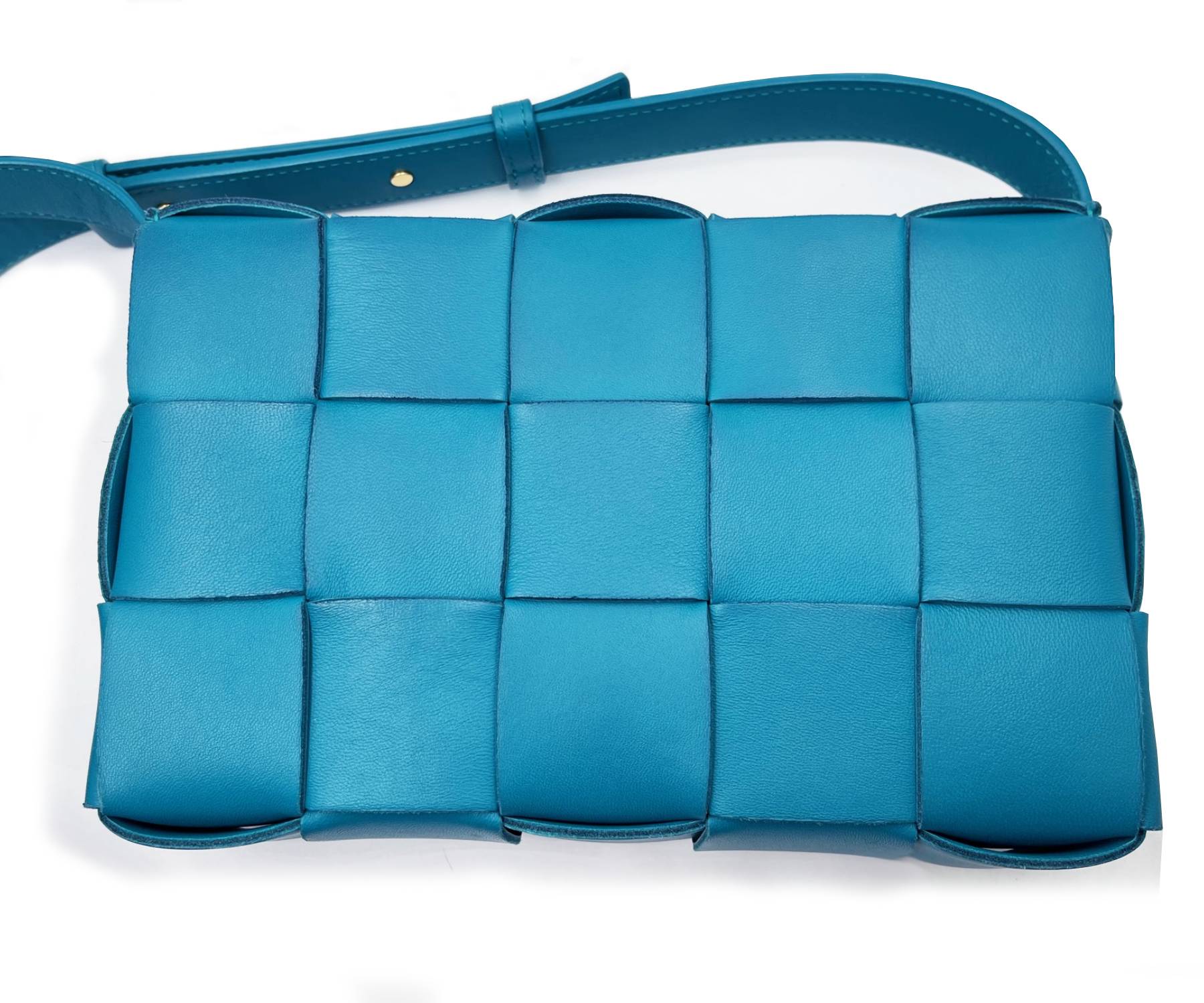 BOTTEGA VENETA Turquoise Cassette Leather Crossbody Bag