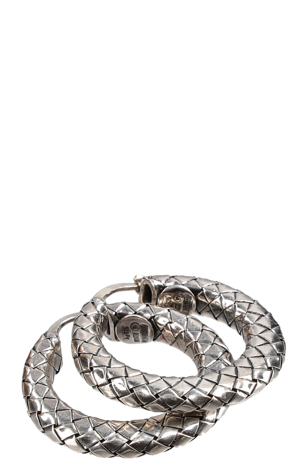 BOTTEGA VENETA Intrecciato Hoop Earrings 925 Silver
