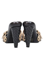 Bottega Veneta - Beige Woven Leather Mule Pumps w/ Buckles Sz 7.5