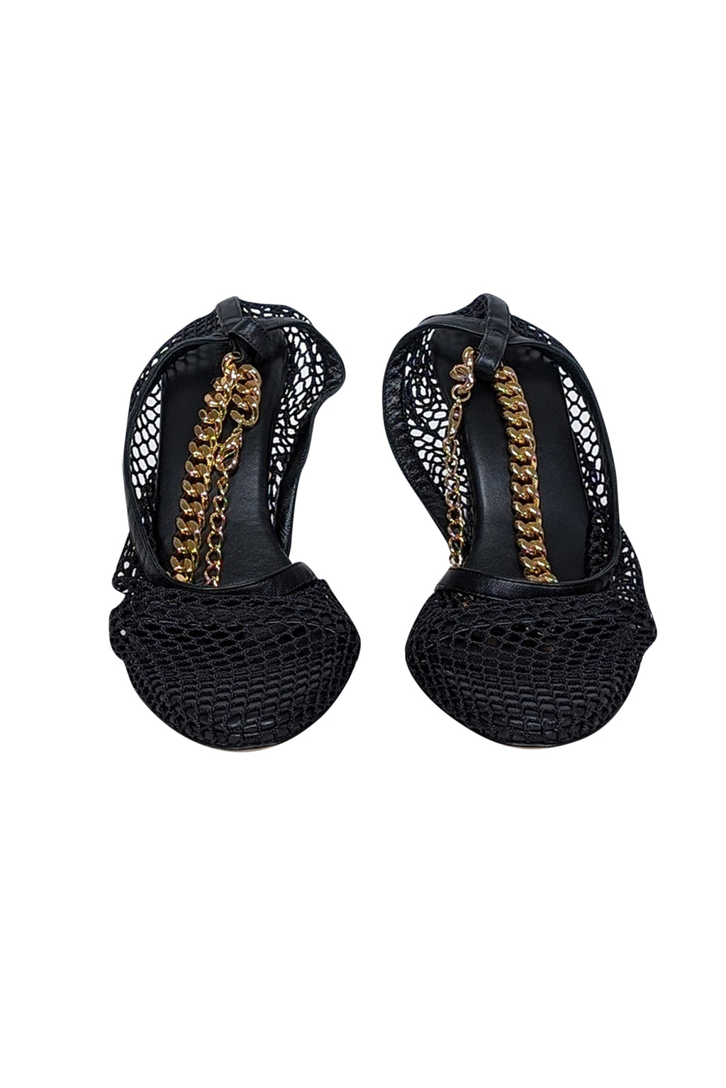 Bottega Veneta - Black Mesh Detail Heel w/ Chain Strap Sz 9