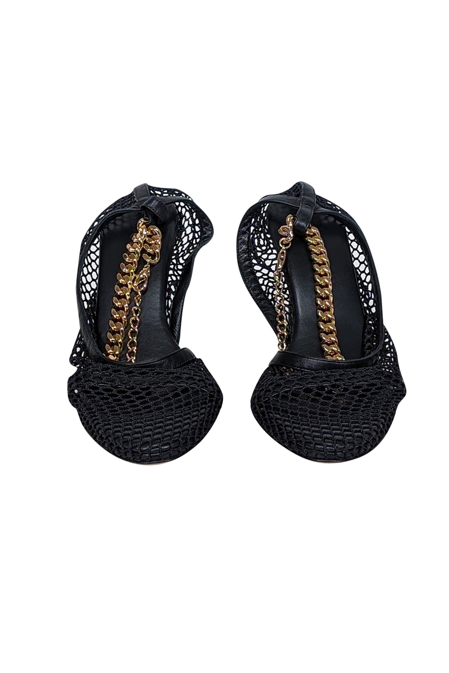 Bottega Veneta - Black Mesh Detail Heel w/ Chain Strap Sz 9