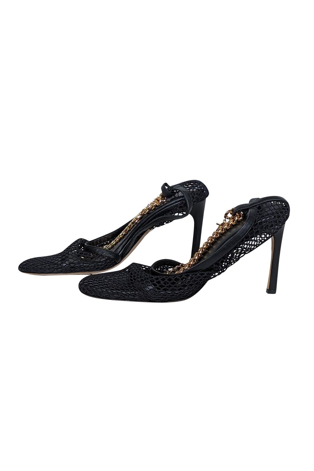 Bottega Veneta - Black Mesh Detail Heel w/ Chain Strap Sz 9