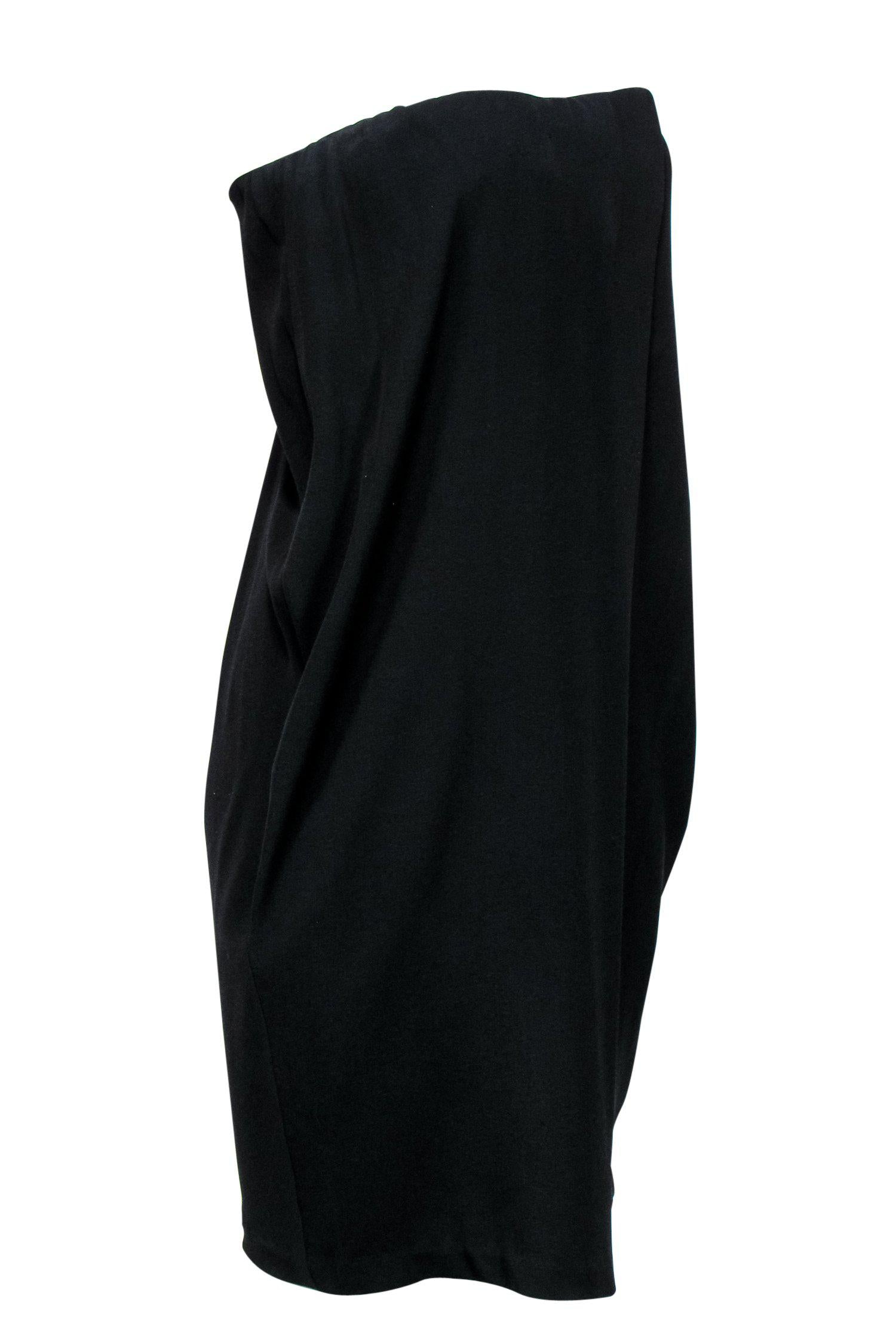 Bottega Veneta - Black Strapless Shift Dress w/ Drape Sz L