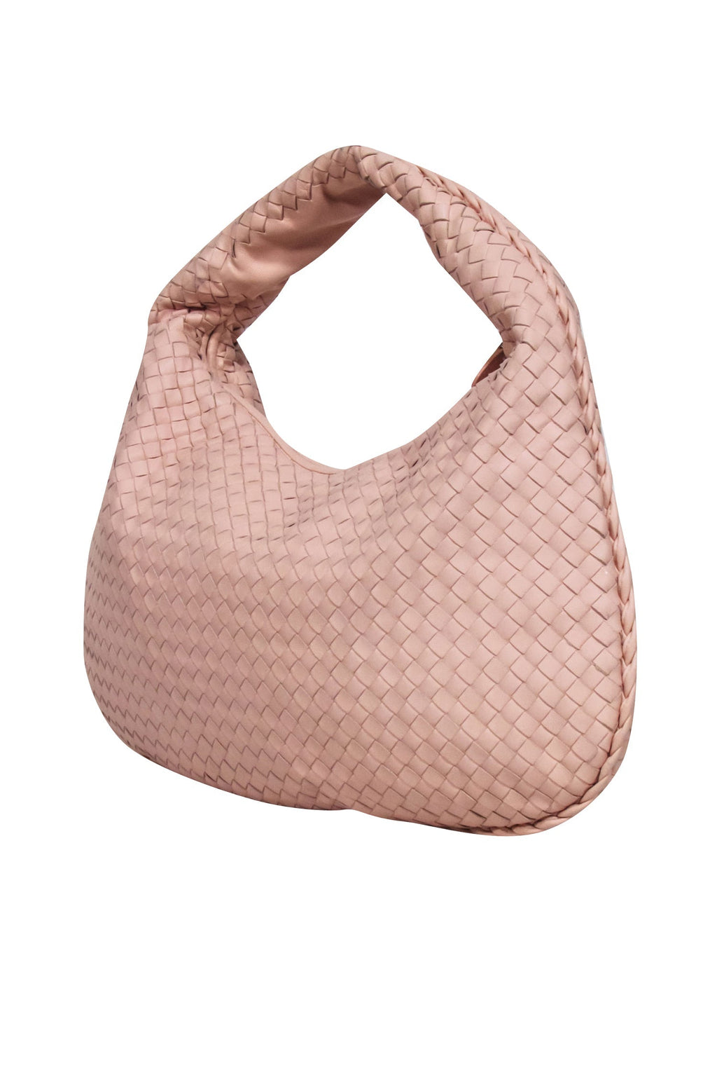 Bottega Veneta - Blush Pink Woven Leather "Intrecciato"Shoulder Bag