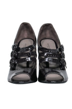 Bottega Veneta - Brown Leather Peep Toe Pumps w/ Triple Buckle Straps Sz 6.5