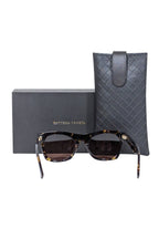 Bottega Veneta - Brown Tortoise Rectangular Sunglasses