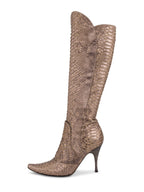 Bottega Veneta Genuine Python Pointy Toe Boots Taupe
