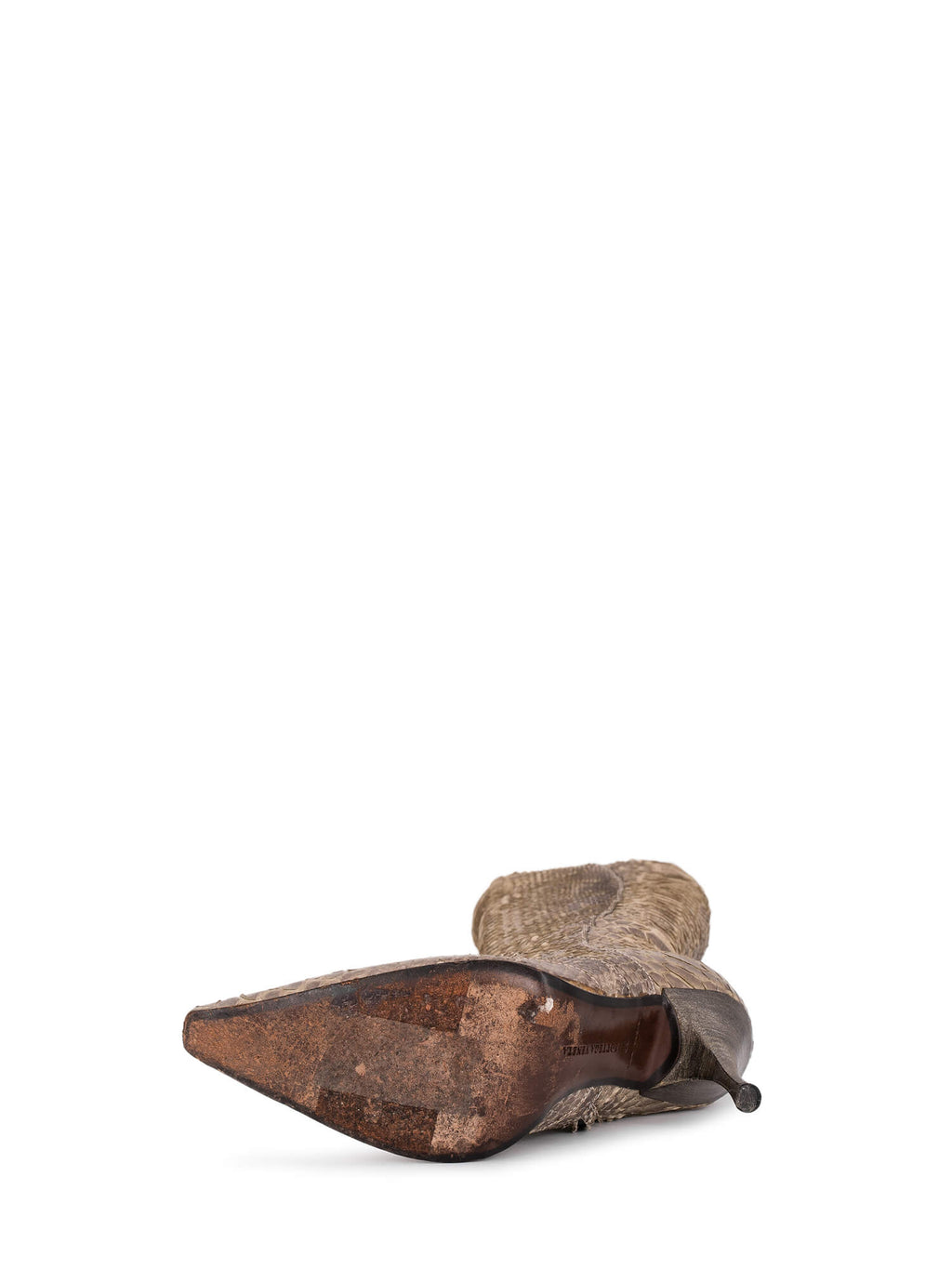 Bottega Veneta Genuine Python Pointy Toe Boots Taupe