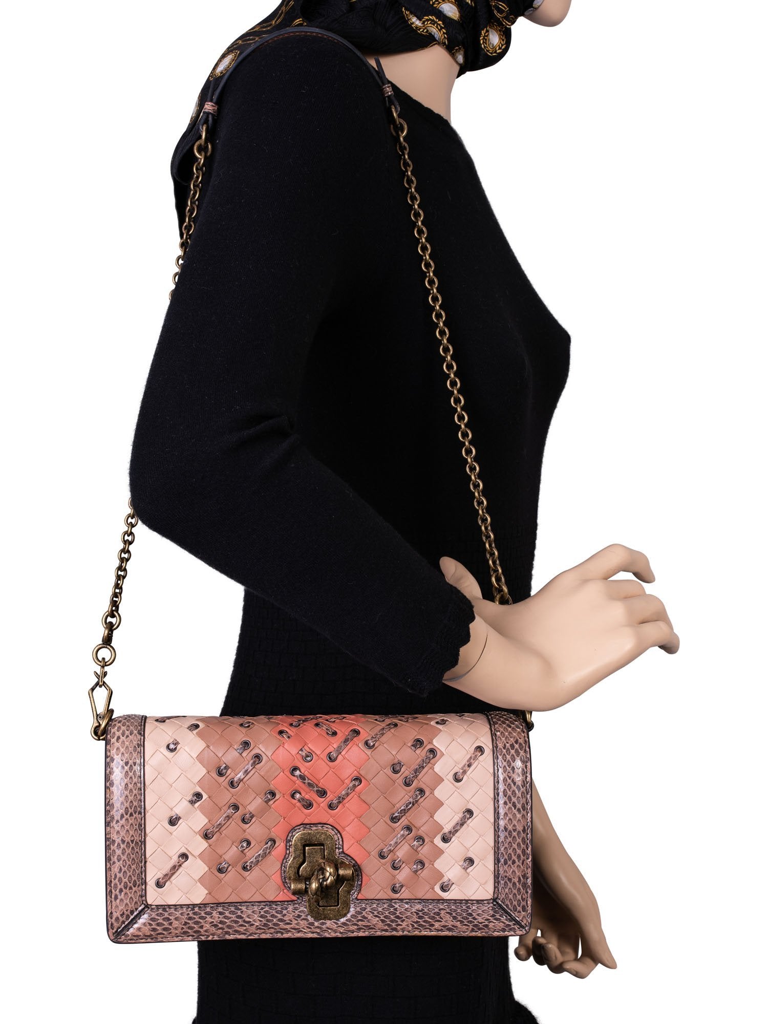 Bottega Veneta Intrecciato Club Stitch Knot Crossbody Bag Tan