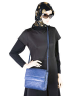 Bottega Veneta Intrecciato Flap Crossbody Bag Blue