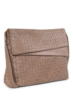 Bottega Veneta Intrecciato Flap Messenger Bag Taupe