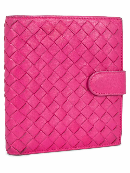 Bottega Veneta Intrecciato Leather Square Wallet Pink