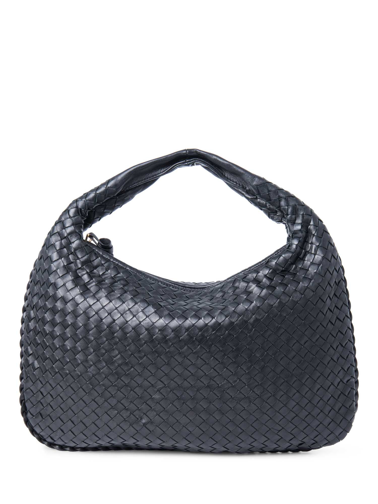 Bottega Veneta Intrecciato Leather Top Handle Hop Bag Black