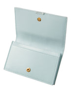 Bottega Veneta Leather Intercciato Wallet Mint Blue