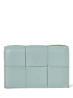 Bottega Veneta Leather Intercciato Wallet Mint Blue