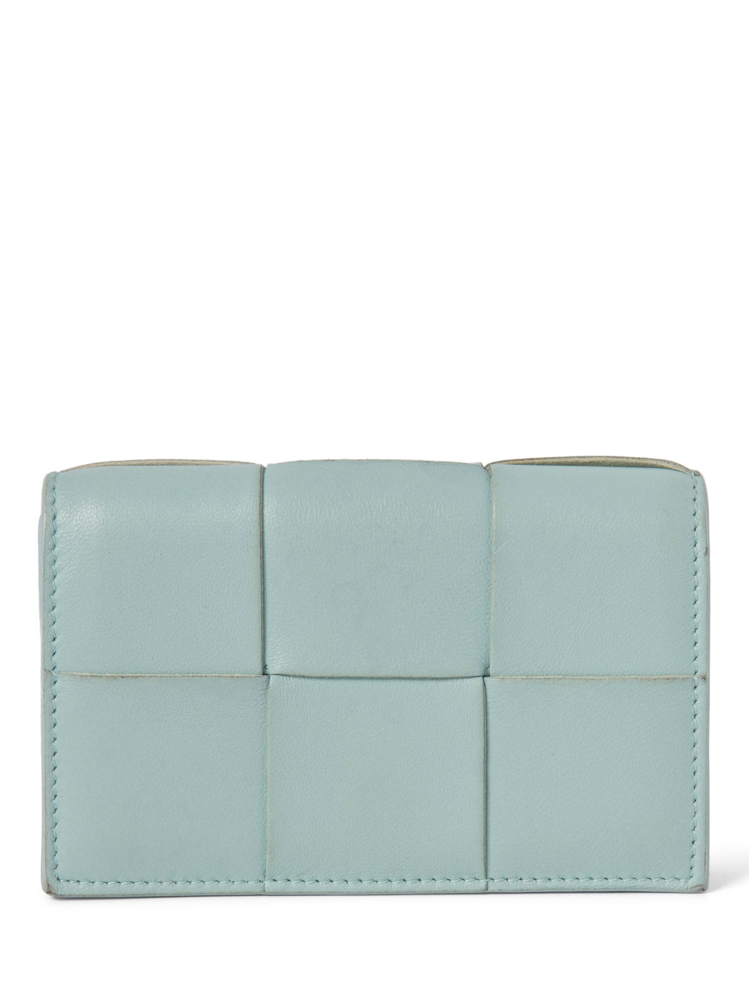 Bottega Veneta Leather Intercciato Wallet Mint Blue