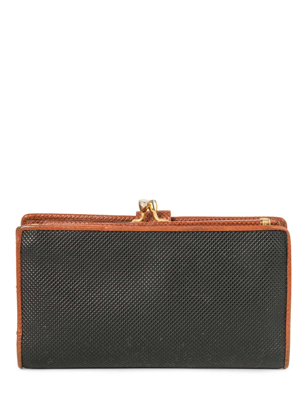Bottega Veneta Leather Kisslock Wallet Black Brown