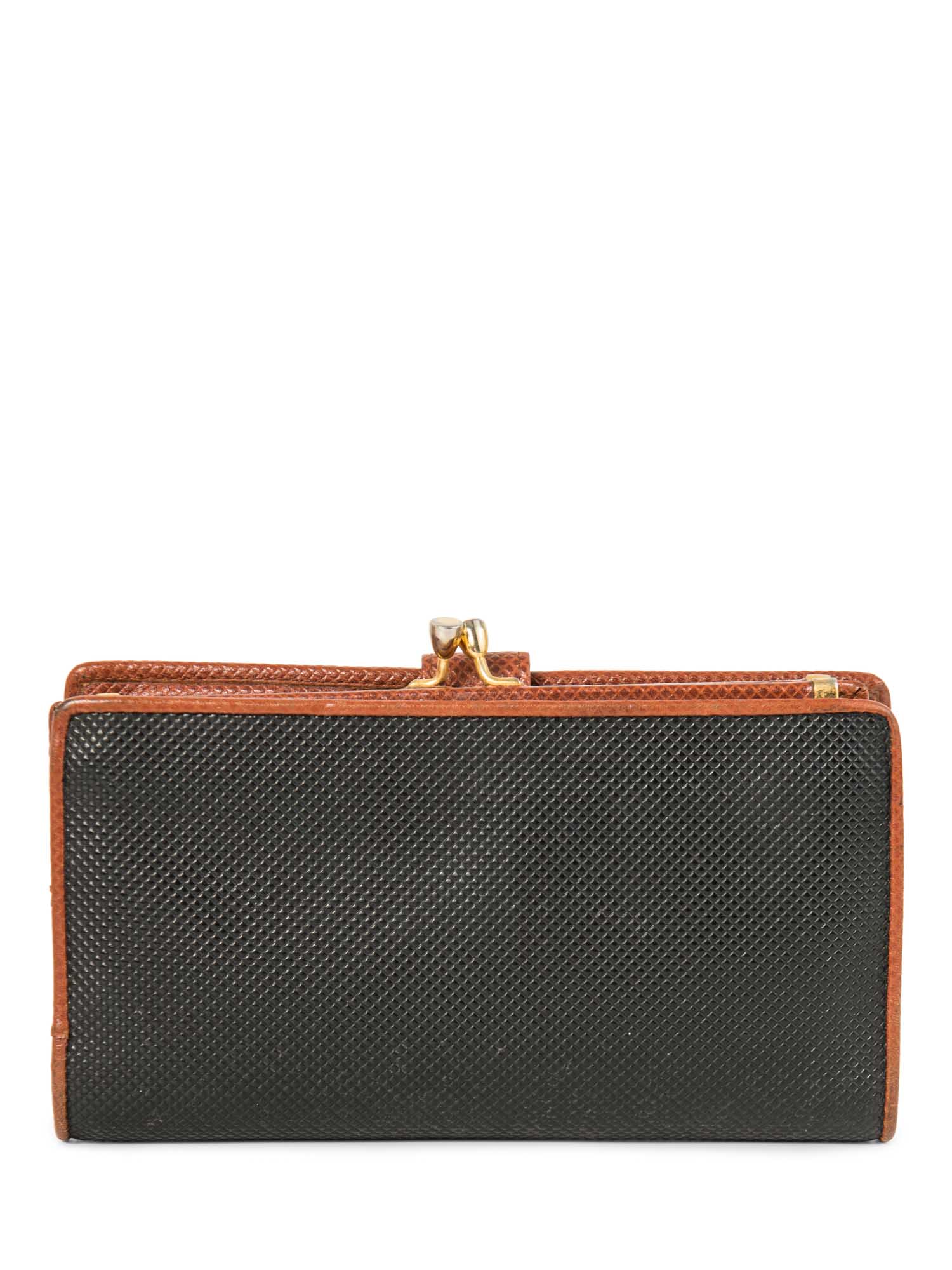 Bottega Veneta Leather Kisslock Wallet Black Brown