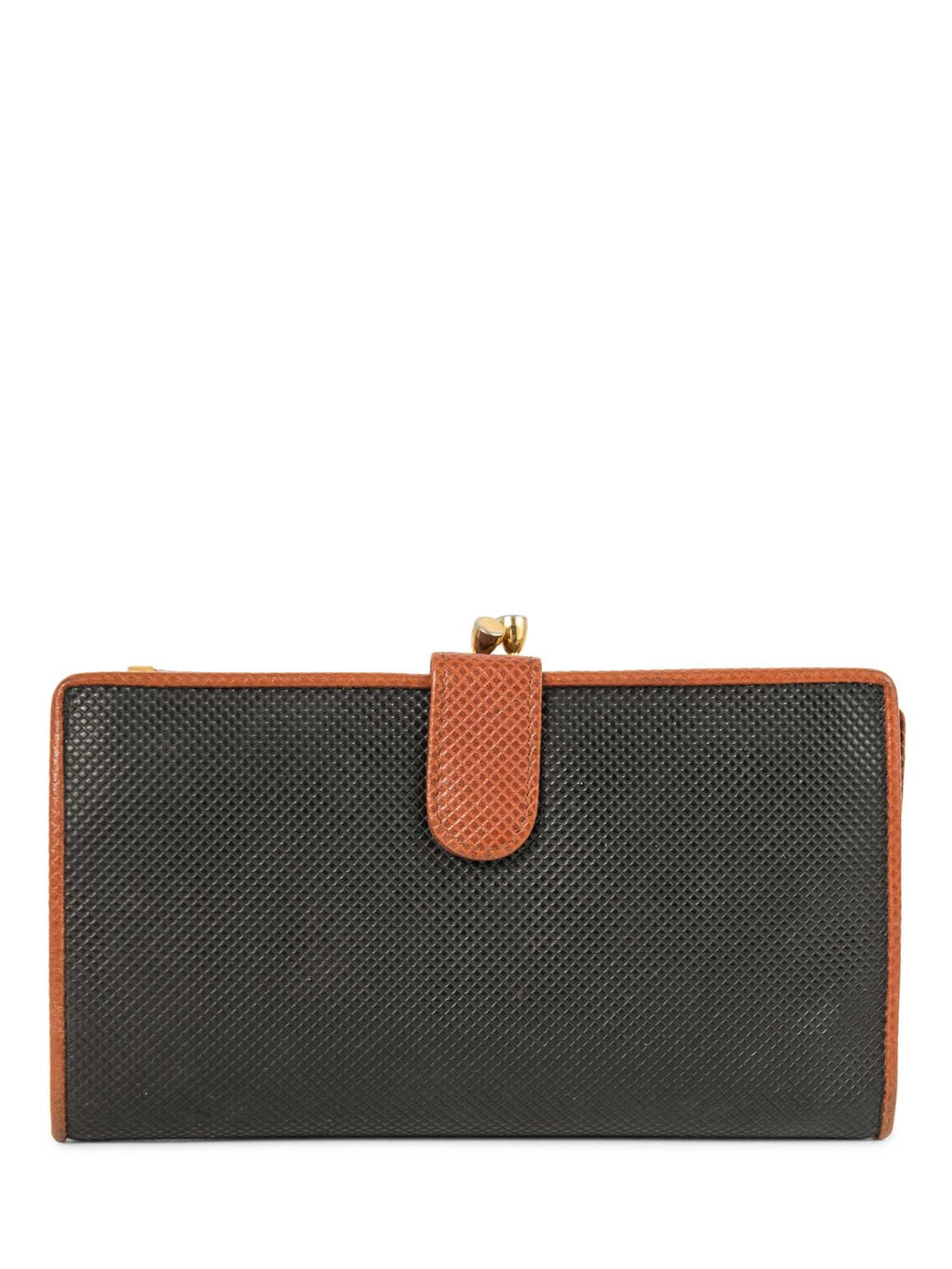 Bottega Veneta Leather Kisslock Wallet Black Brown