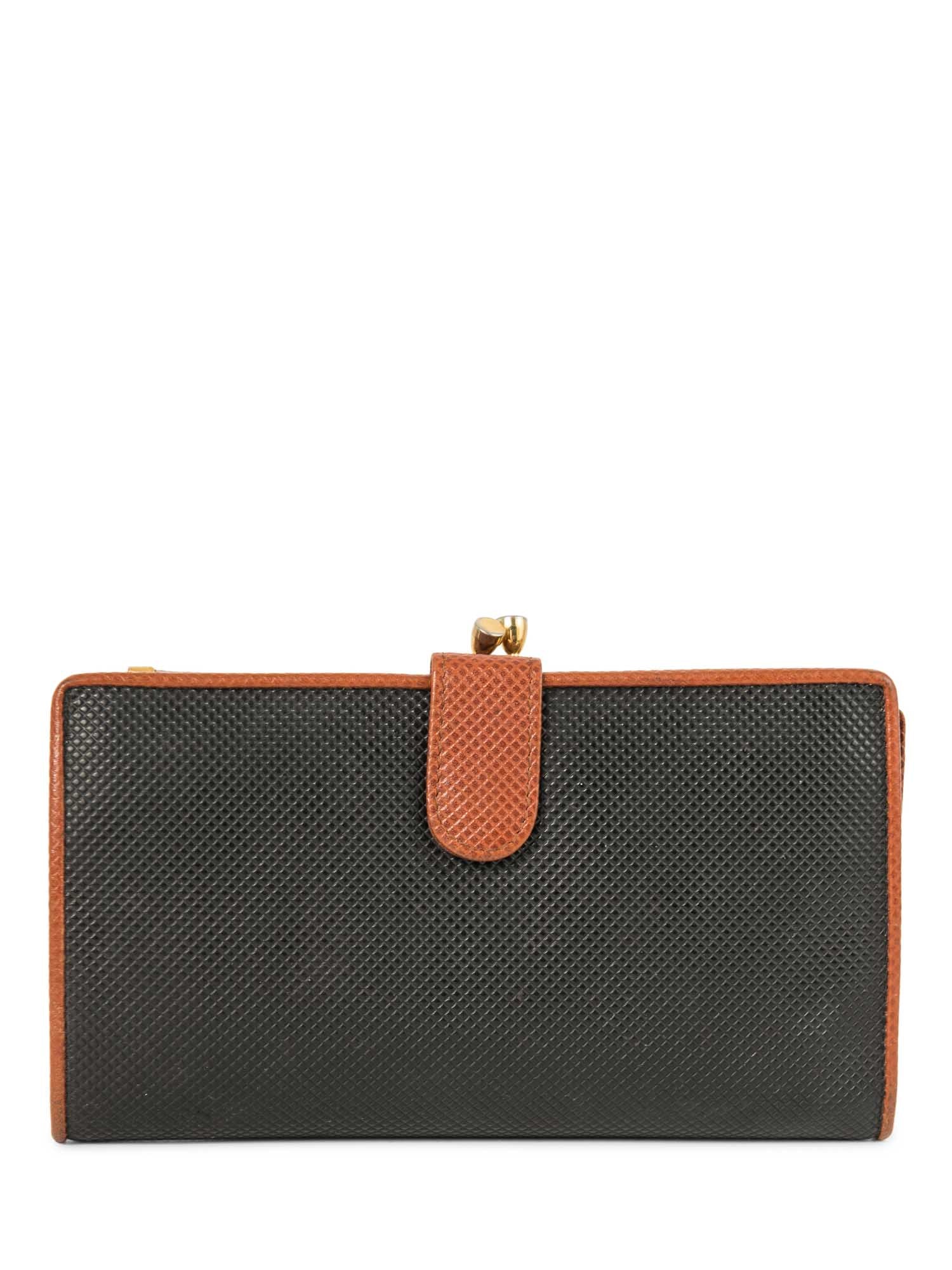 Bottega Veneta Leather Kisslock Wallet Black Brown