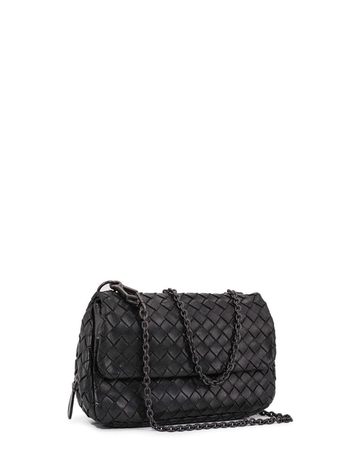 Bottega Veneta Leather Messenger Bag Black
