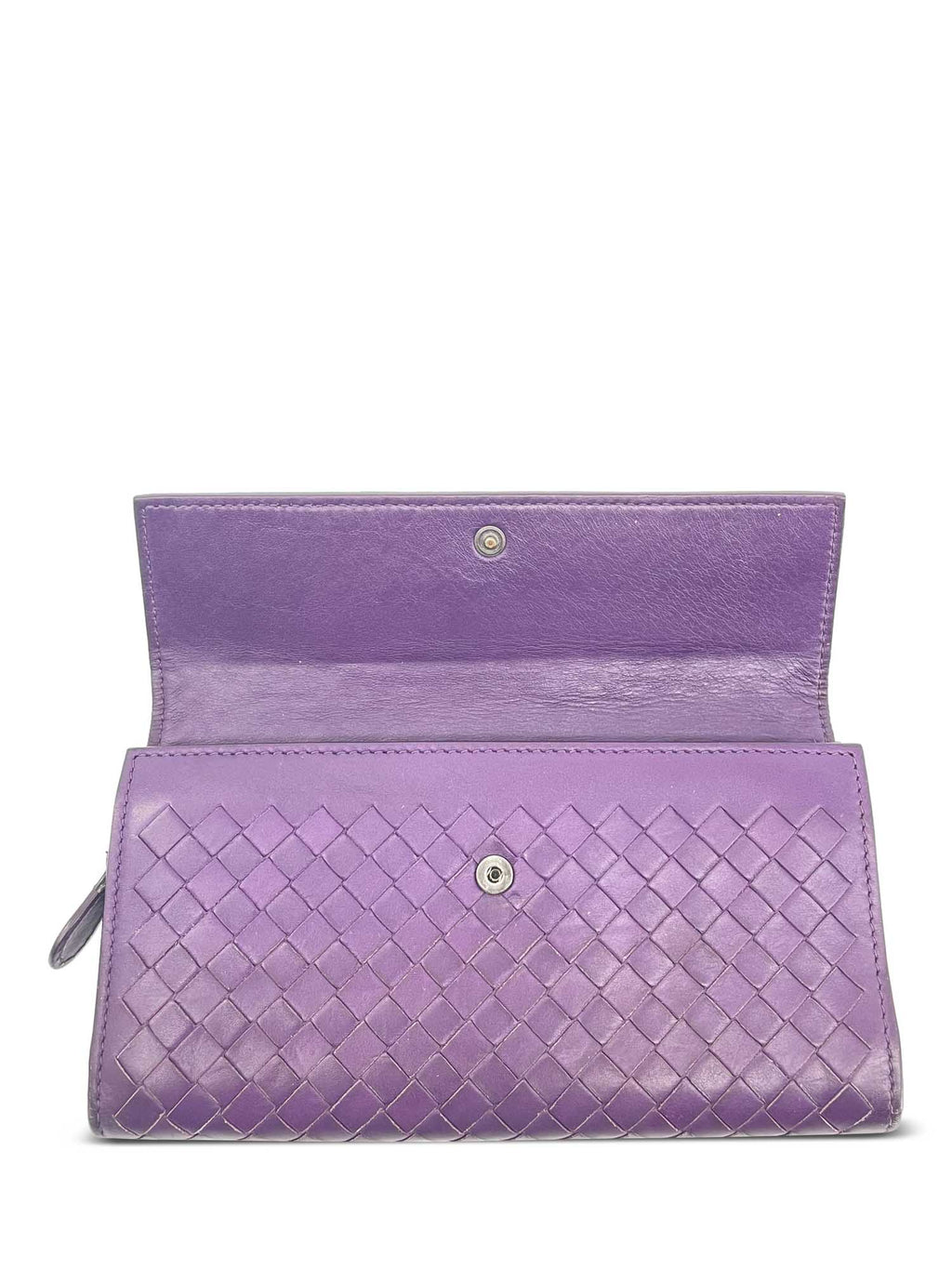 Bottega Veneta Nappa Intrecciato Flap Wallet Purple