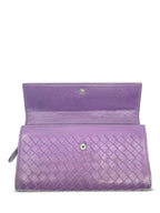 Bottega Veneta Nappa Intrecciato Flap Wallet Purple