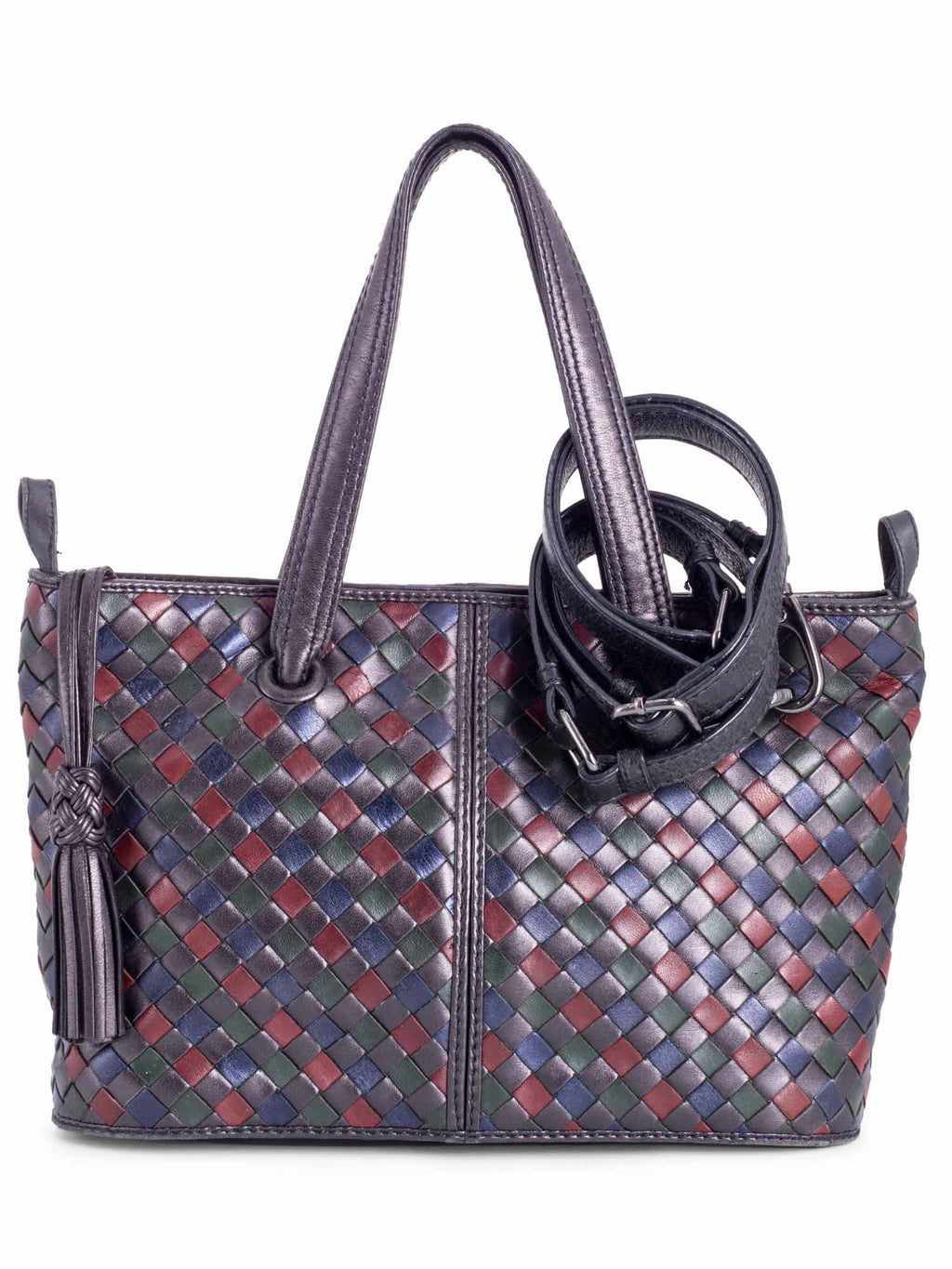 Bottega Veneta Nappa Intrecciato Tassel Messenger Bag Black
