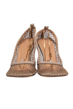 Bottega Veneta - Nude Mesh Heels w/ Gold Ankle Strap Sz 7