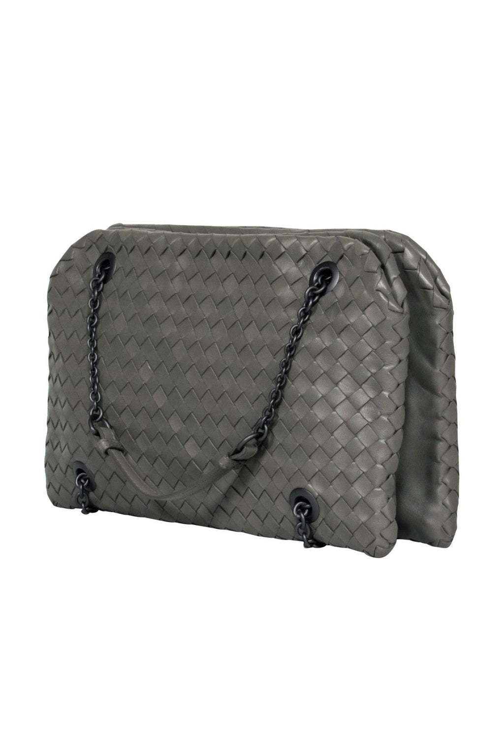 Bottega Veneta - Olive Green Woven Handbag w/ Chain Strap