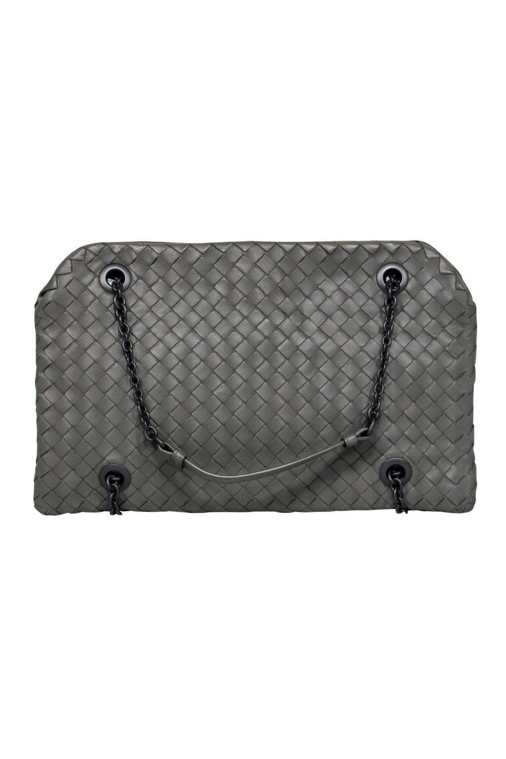 Bottega Veneta - Olive Green Woven Handbag w/ Chain Strap
