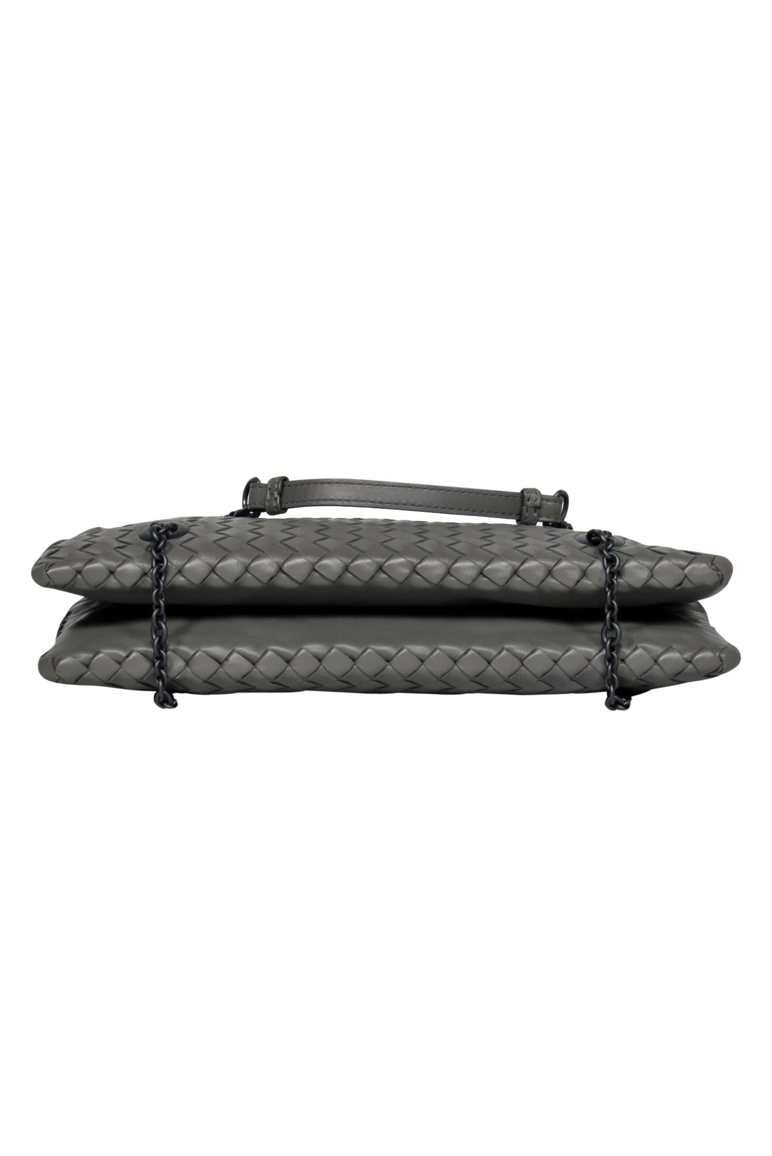 Bottega Veneta - Olive Green Woven Handbag w/ Chain Strap