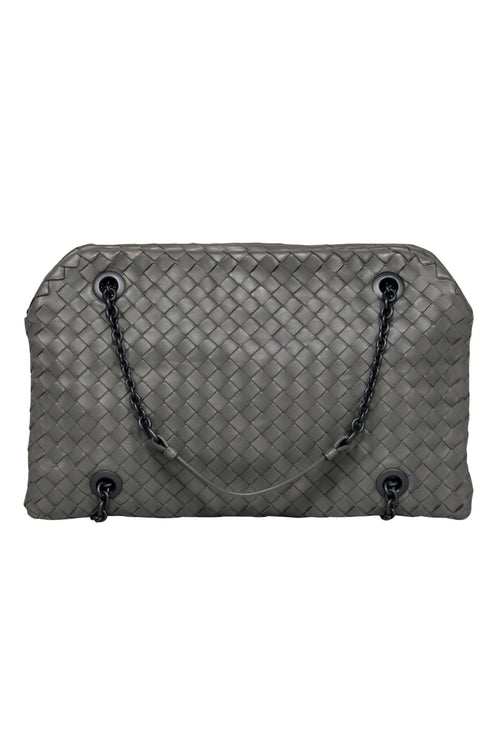 Bottega Veneta - Olive Green Woven Handbag w/ Chain Strap