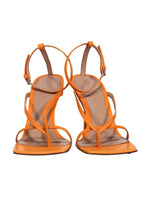 Bottega Veneta - Orange Leather Square Open Toe Pump Sz 8.5