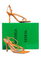 Bottega Veneta - Orange Leather Square Open Toe Pump Sz 8.5