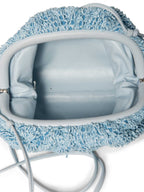 Bottega Veneta Raffia Leather Messenger Bag Blue