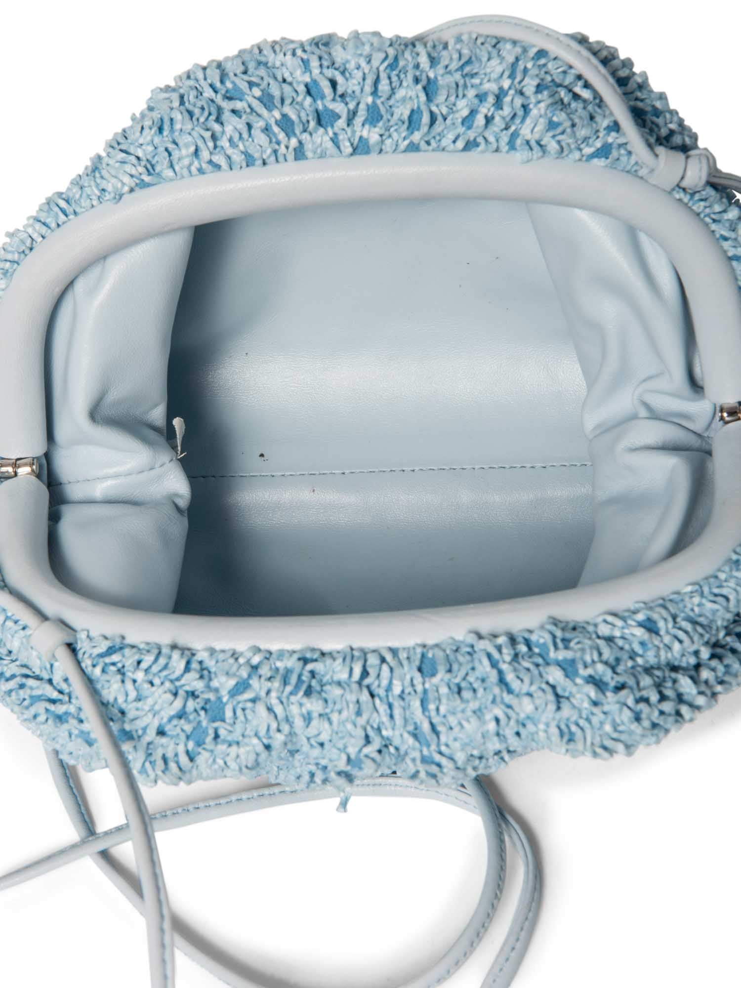Bottega Veneta Raffia Leather Messenger Bag Blue