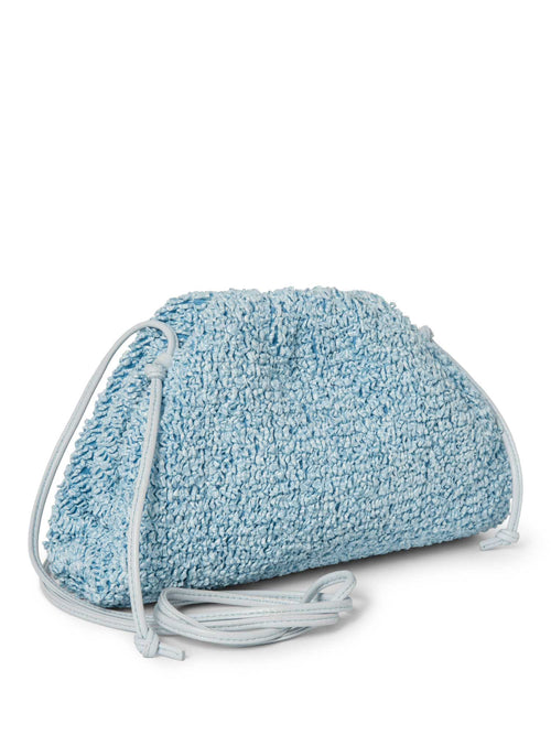 Bottega Veneta Raffia Leather Messenger Bag Blue