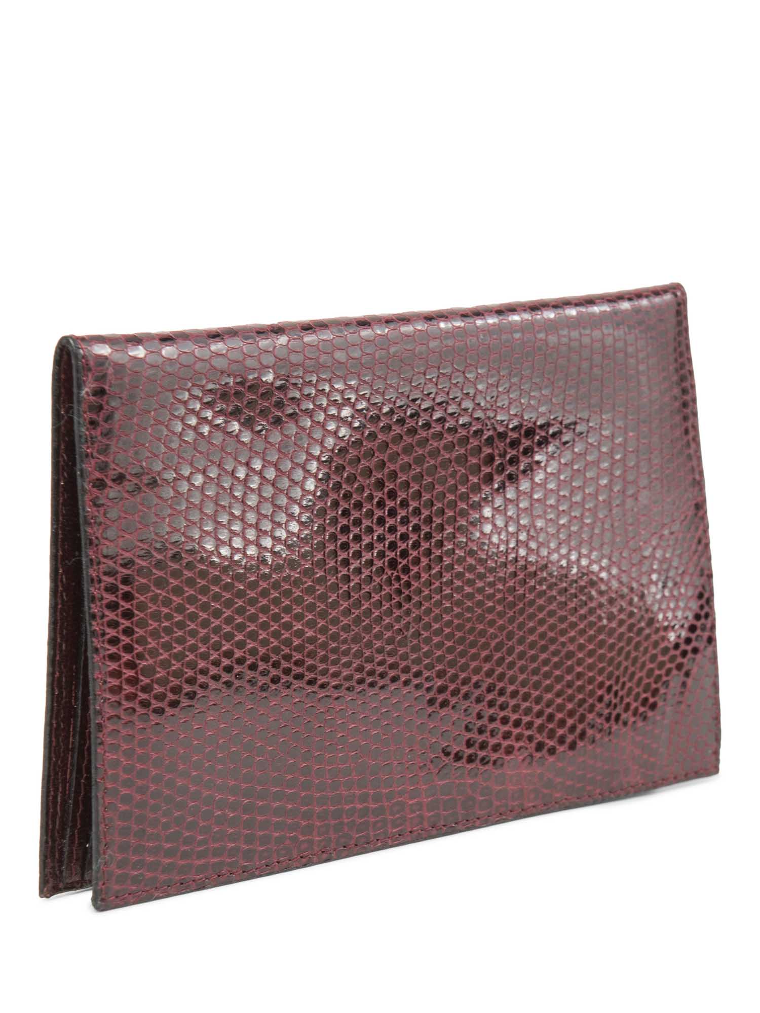 Bottega Veneta Shiny Exotic Skin Flap Wallet Burgundy
