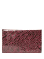 Bottega Veneta Shiny Exotic Skin Flap Wallet Burgundy