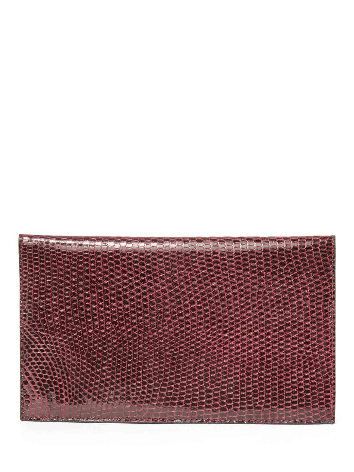 Bottega Veneta Shiny Exotic Skin Flap Wallet Burgundy
