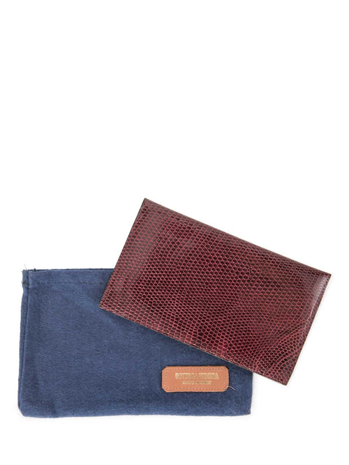 Bottega Veneta Shiny Exotic Skin Flap Wallet Burgundy
