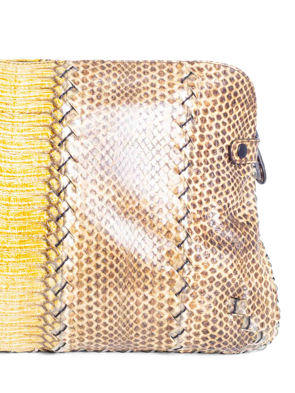Bottega Veneta Snakeskin Leather Clutch Bag Brown