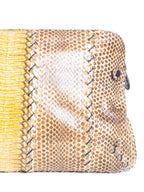Bottega Veneta Snakeskin Leather Clutch Bag Brown