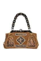 Bottega Veneta - Tan Velvet Baguette w/ Woven Snakeskin Print & Tortoise Shell Trim